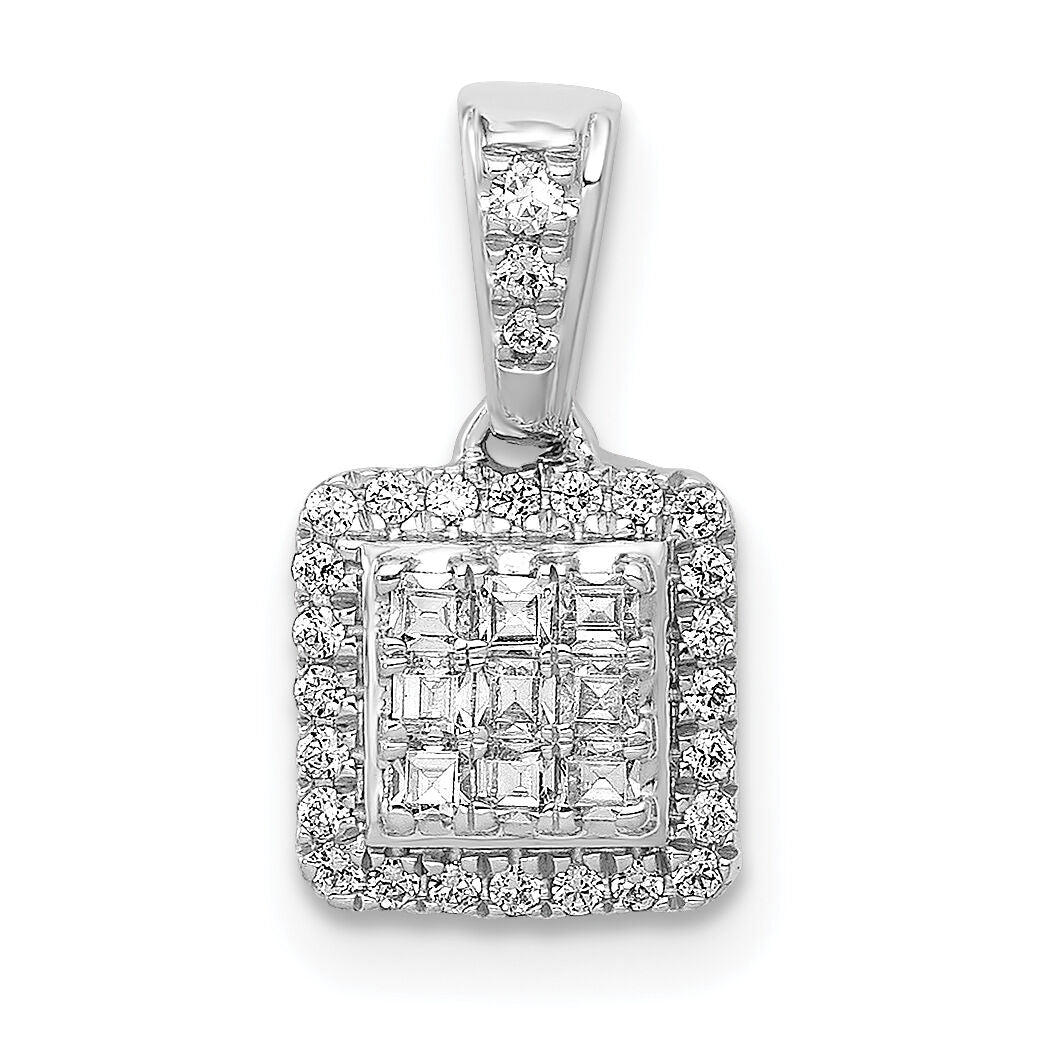 14k White Gold 1/4ct. Diamond Square Cluster Pendant-PM4371-025-WA