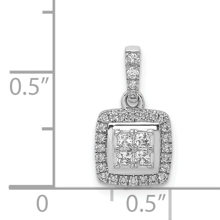 14k White Gold 1/3ct. Diamond Square Cluster Pendant-PM4372-033-WA
