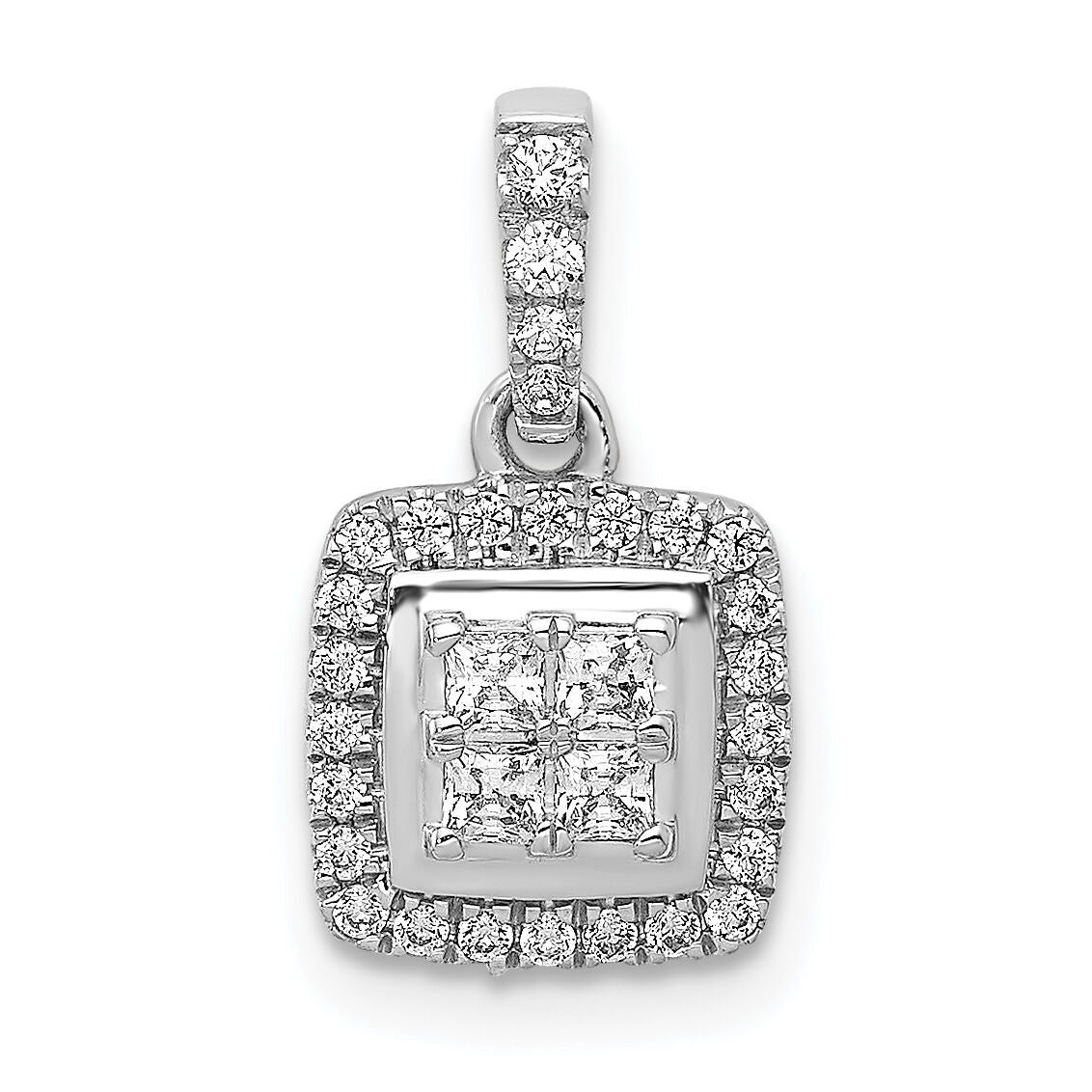 14k White Gold 1/3ct. Diamond Square Cluster Pendant-PM4372-033-WA