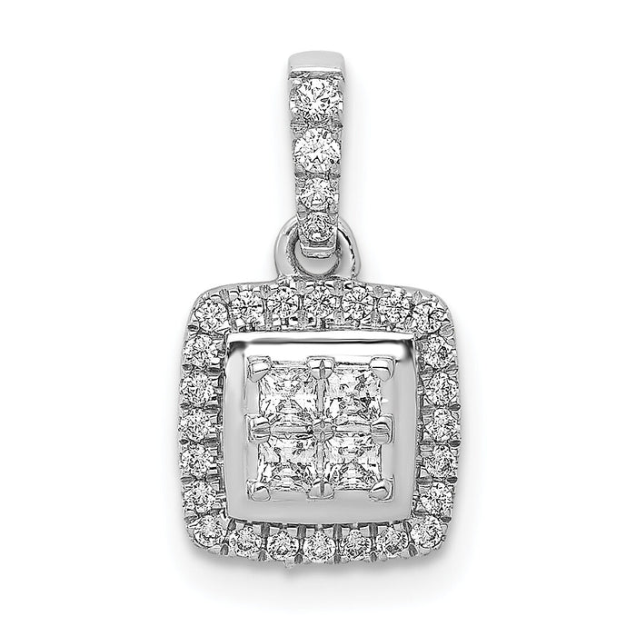 14k White Gold 1/3ct. Diamond Square Cluster Pendant-PM4372-033-WA