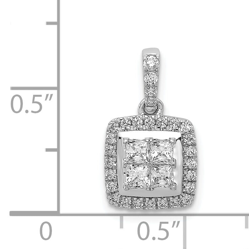 14k White Gold 1/2ct. Diamond Square Cluster Pendant-PM4372-050-WA