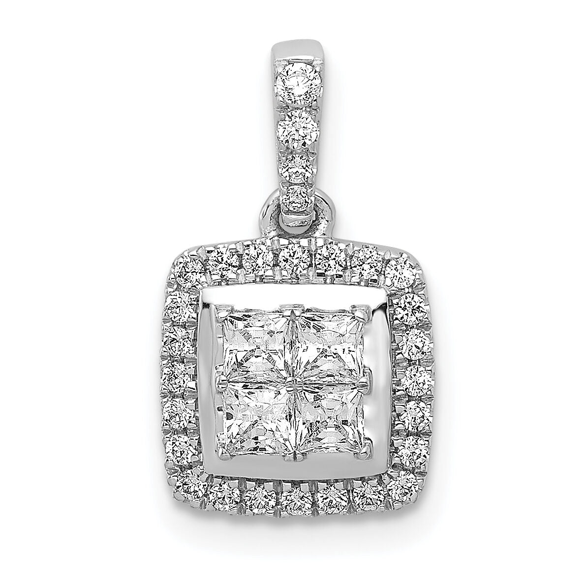 14k White Gold 1/2ct. Diamond Square Cluster Pendant-PM4372-050-WA