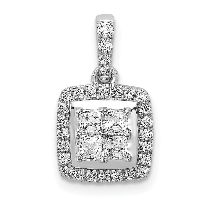 14k White Gold 1/2ct. Diamond Square Cluster Pendant-PM4372-050-WA