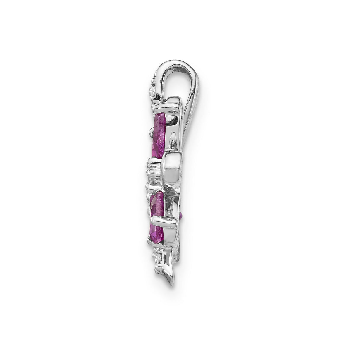 14k White Gold Diamond and 2.44 Citrine/Pink Tourmaline Flower Pendant-PM4380-012-WA