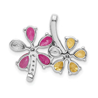 14k White Gold Diamond and 2.44 Citrine/Pink Tourmaline Flower Pendant-PM4380-012-WA