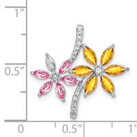 14k White Gold Diamond and 2.20 Citrine/Pink Tourmaline Flower Pendant-PM4383-012-WA