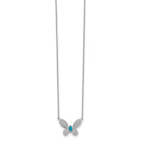 14k White Gold Diamond and Turquoise Butterfly Necklace-PM4392-033-WA