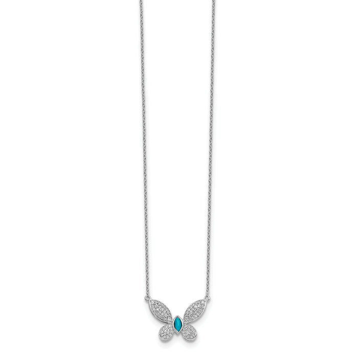 14k White Gold Diamond and Turquoise Butterfly Necklace-PM4392-033-WA