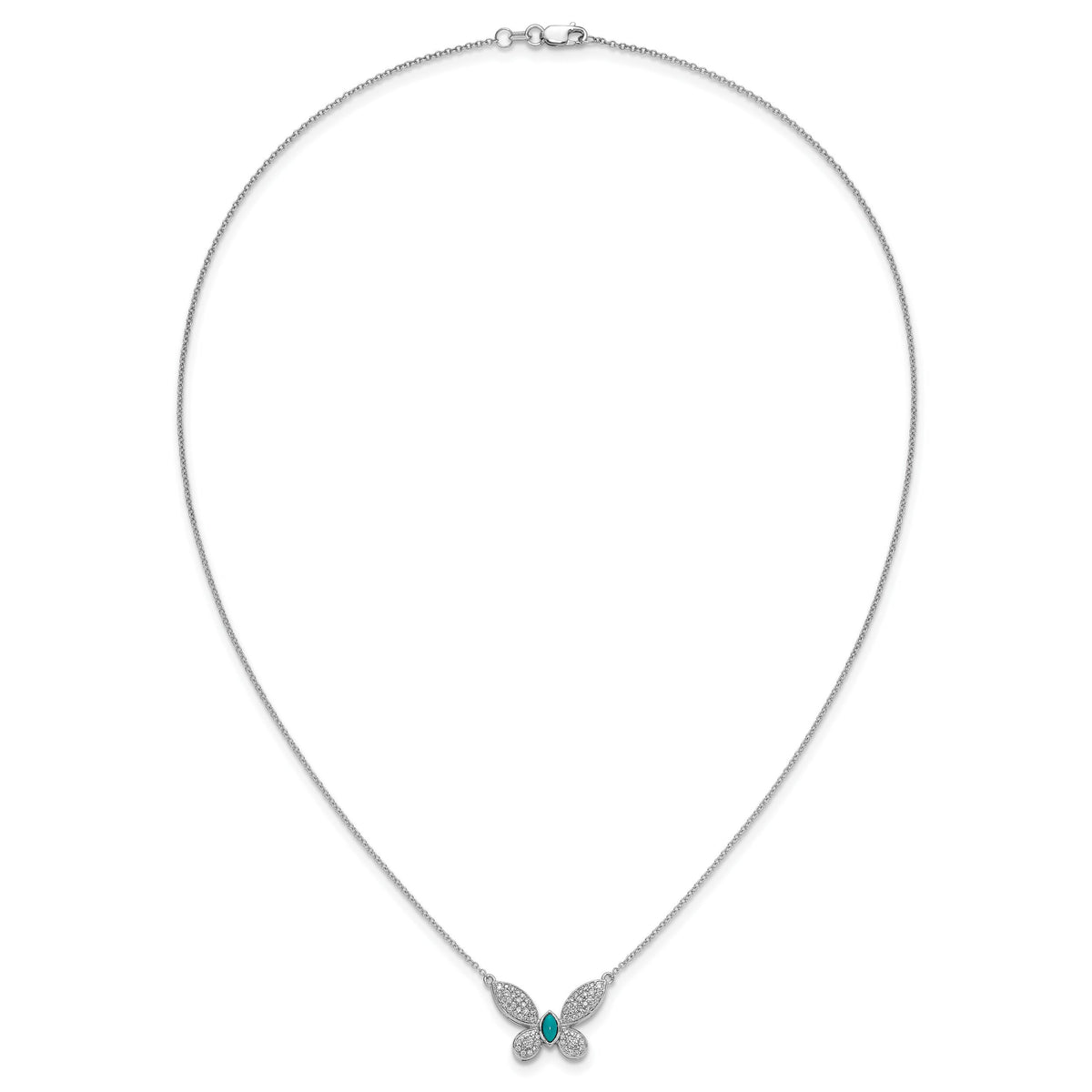 14k White Gold Diamond and Turquoise Butterfly Necklace-PM4392-033-WA