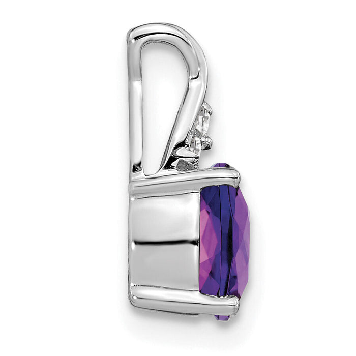 14K White Gold Checkerboard Amethyst and Diamond Pendant-PM4393-AM-003-WA
