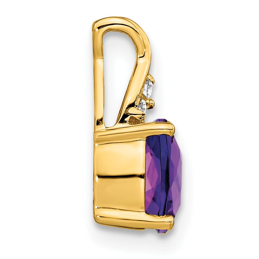 14k Checkerboard Amethyst and Diamond Pendant-PM4393-AM-003-YA