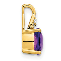 14k Checkerboard Amethyst and Diamond Pendant-PM4393-AM-003-YA