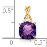 14k Checkerboard Amethyst and Diamond Pendant-PM4393-AM-003-YA