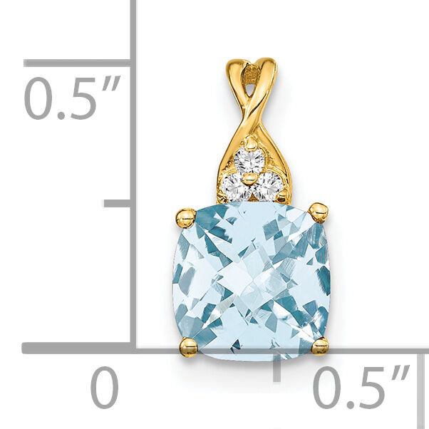 14k Checkerboard Aquamarine and Diamond Pendant-PM4393-AQ-003-YA