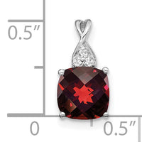 14K White Gold Checkerboard Garnet and Diamond Pendant-PM4393-GA-003-WA