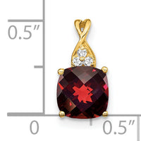 14k Checkerboard Garnet and Diamond Pendant-PM4393-GA-003-YA