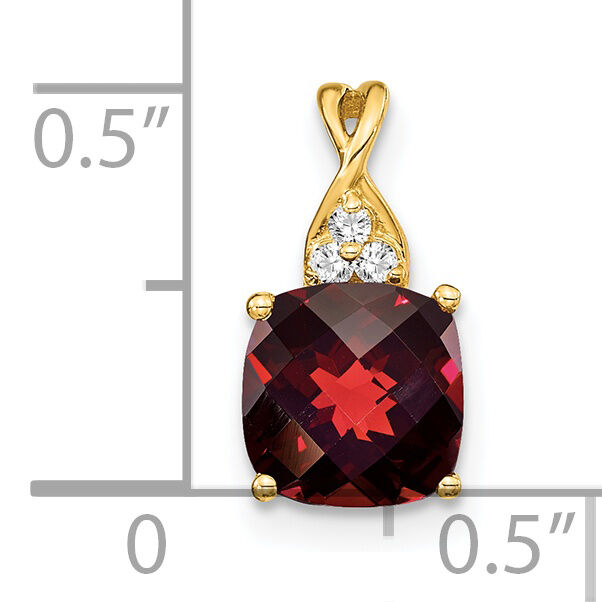 14k Checkerboard Garnet and Diamond Pendant-PM4393-GA-003-YA