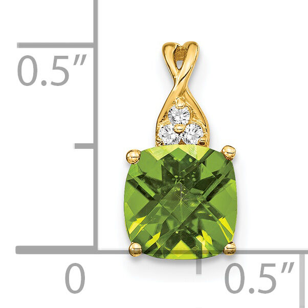 14k Checkerboard Peridot and Diamond Pendant-PM4393-PE-003-YA