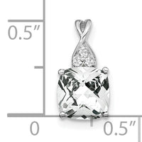 14K White Gold Checkerboard White Topaz and Diamond Pendant-PM4393-WT-003-WA