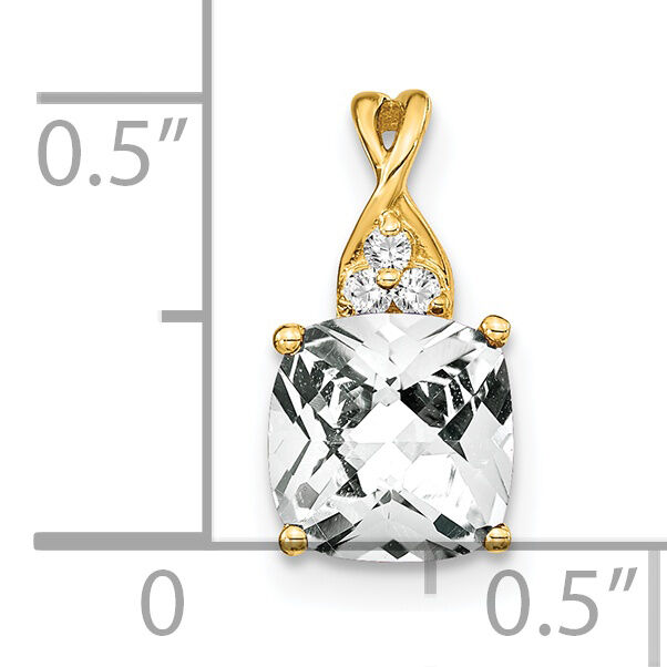 14k Checkerboard White Topaz and Diamond Pendant-PM4393-WT-003-YA