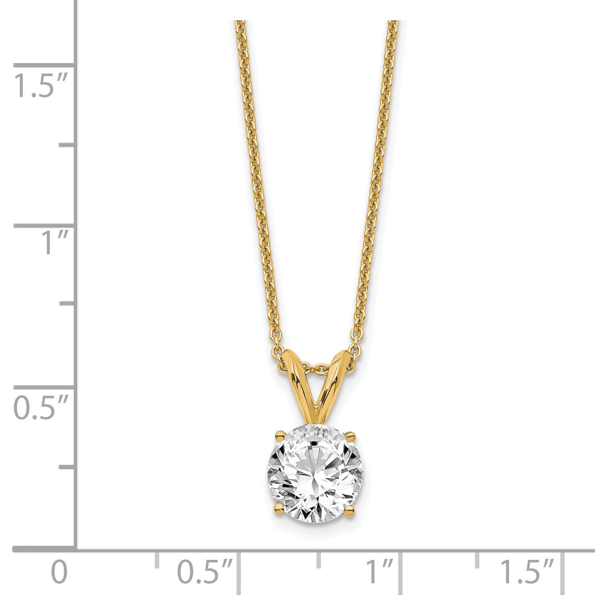 14k 3/4ct Lab Grown Dia VS+ F+ Comp 4 Prong 18in Solitaire Necklace-PM4396-075-LD-18