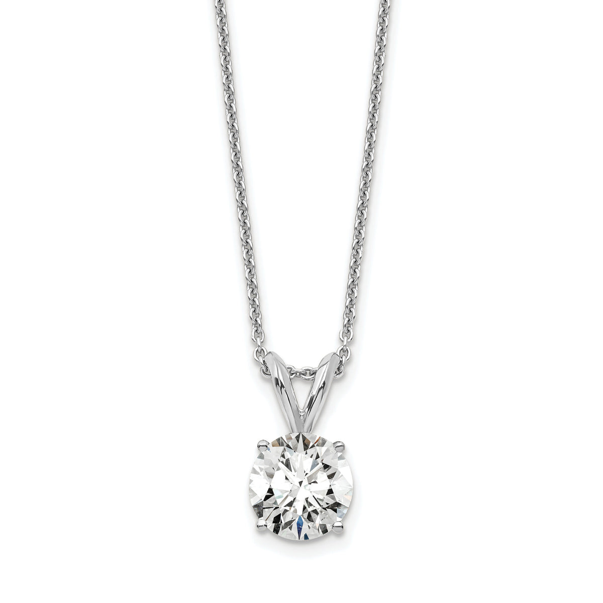 14kw 3/4ct Lab Grown Dia VS+ F+ 4 Prong 18in Solitaire Necklace-PM4396-075-WLD-18