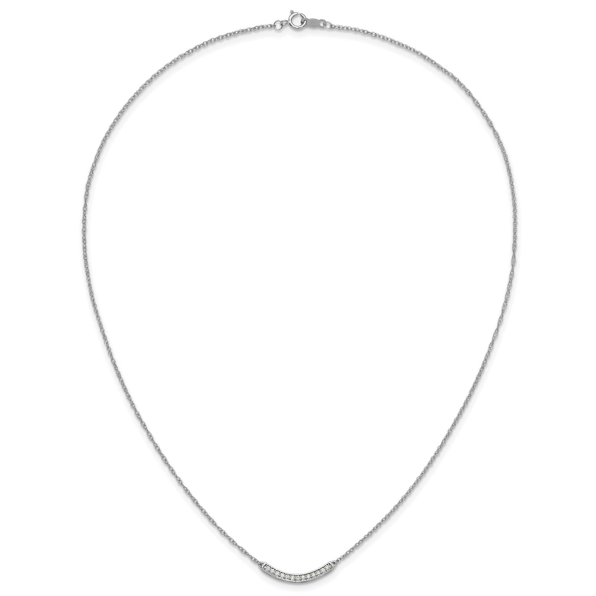14k White Gold Diamond Curved Bar 18 inch Necklace-PM4679-016-WA