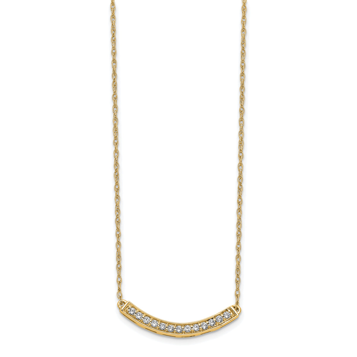 14k Diamond Curved Bar 18 inch Necklace-PM4679-016-YA