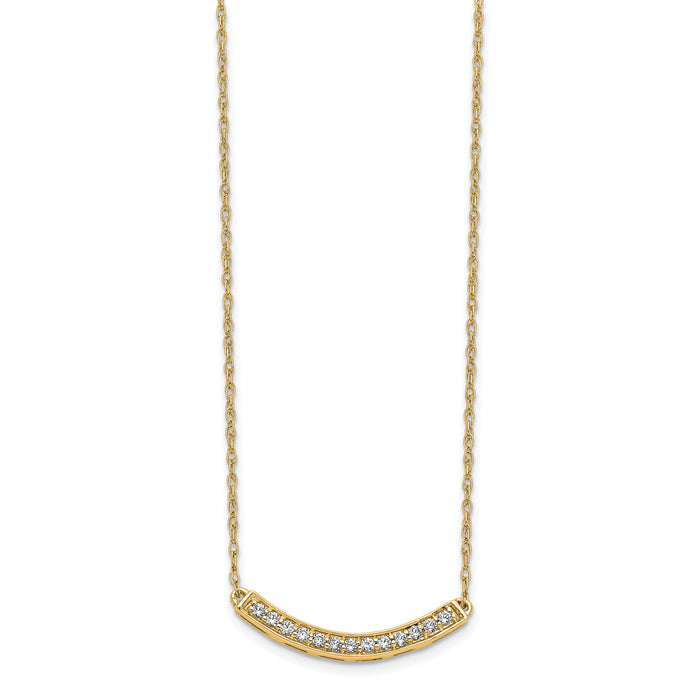 14k Diamond Curved Bar 18 inch Necklace-PM4679-016-YA