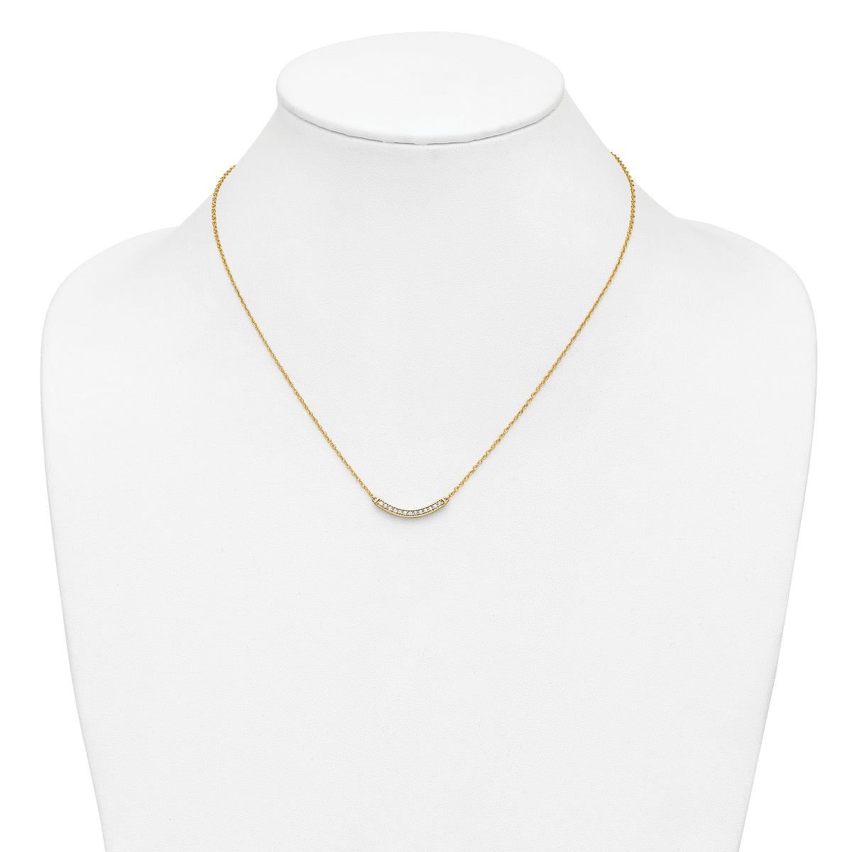 14k Diamond Curved Bar 18 inch Necklace-PM4679-016-YA
