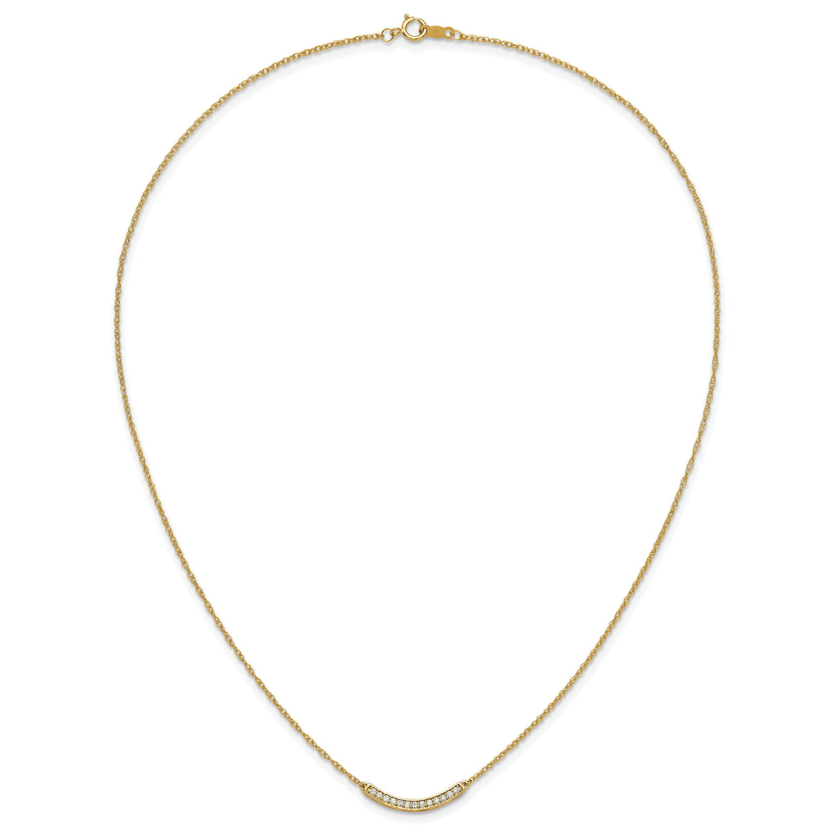 14k Diamond Curved Bar 18 inch Necklace-PM4679-016-YA
