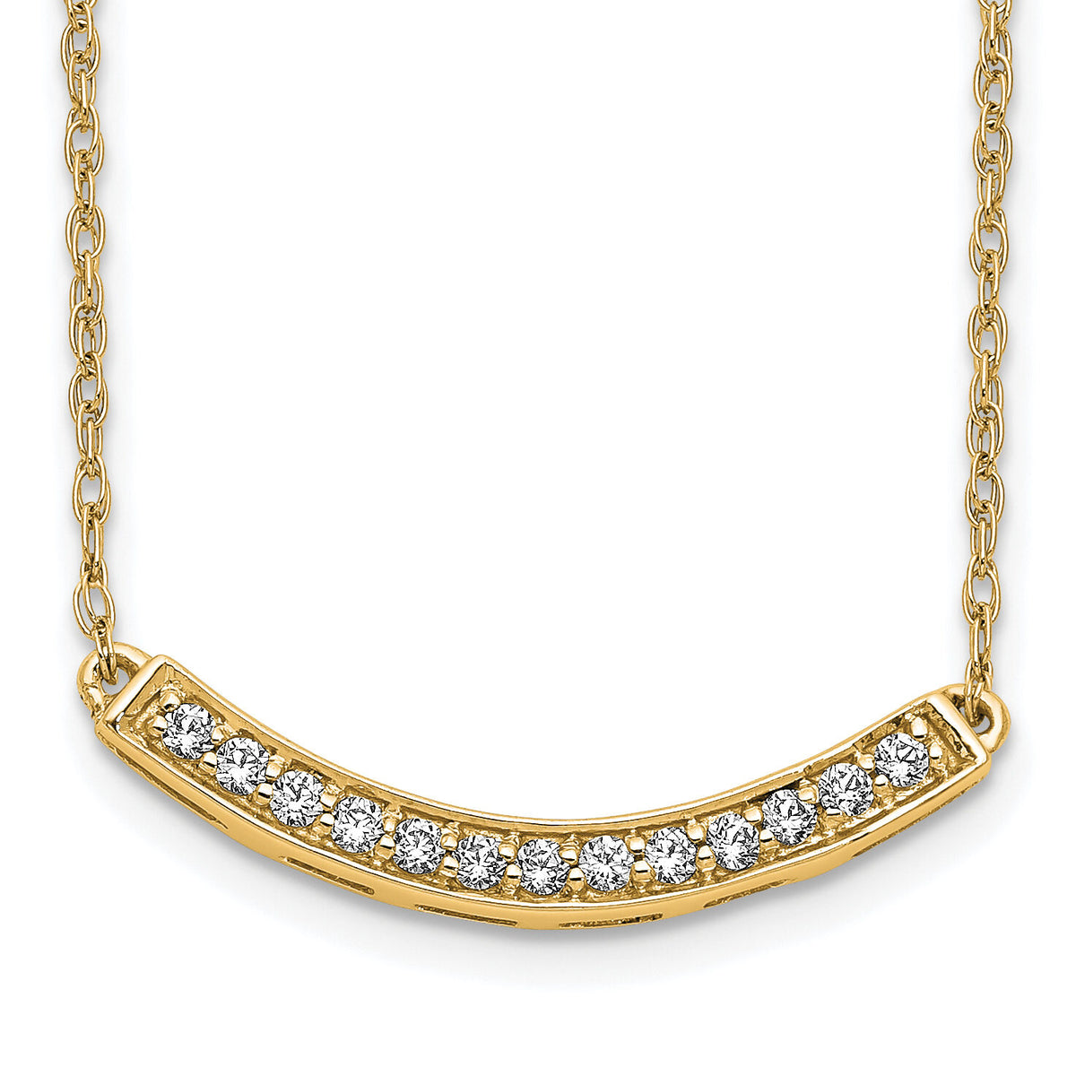 14k Diamond Curved Bar 18 inch Necklace-PM4679-016-YA
