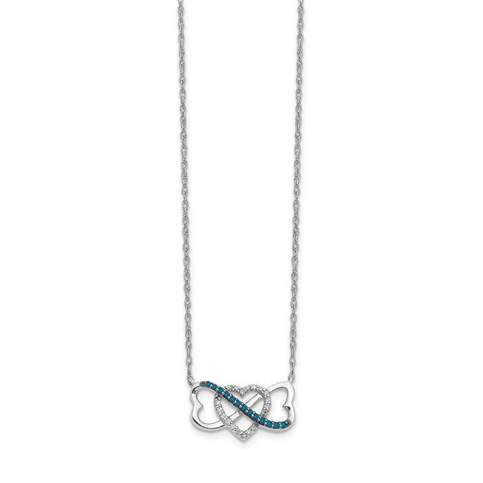 14k White Gold w/ Blue and White Diamond Triple Heart 17in Necklace-PM4680-BD-010-WA
