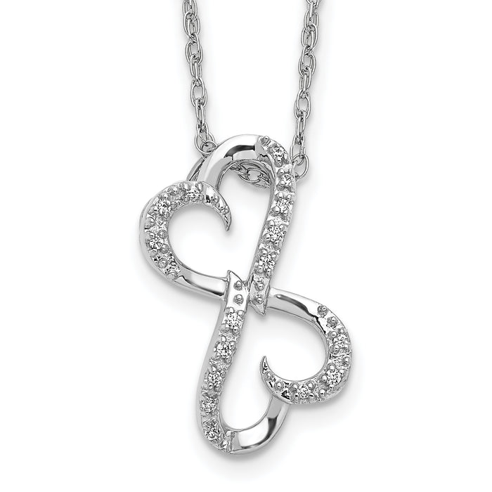14k White Gold Diamond Heart 18 inch Necklace-PM4681-005-WA