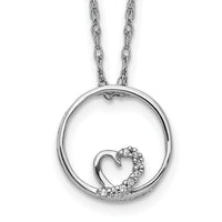 14k White Gold Circle and Heart 18 inch Necklace-PM4682-002-WA