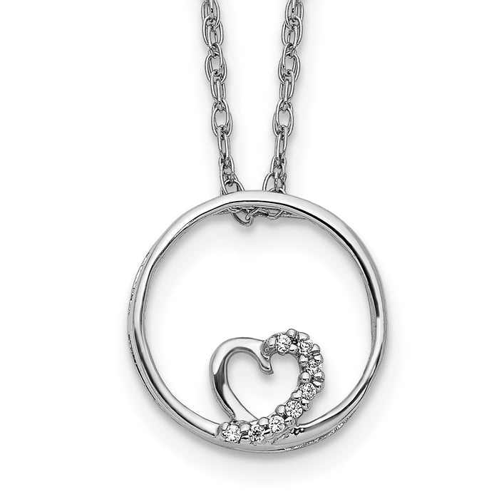 14k White Gold Circle and Heart 18 inch Necklace-PM4682-002-WA