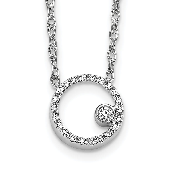 14k White Gold Diamond Open Circle 18 inch Necklace-PM4685-010-WA