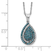 14k White Gold Blue and White Diamond Teardrop 18 in. Necklace-PM4686-050-WA