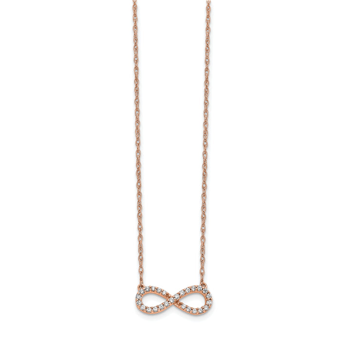 14k Rose Gold Polished Diamond Infinity Symbol 18 inch Necklace-PM4688-016-RA