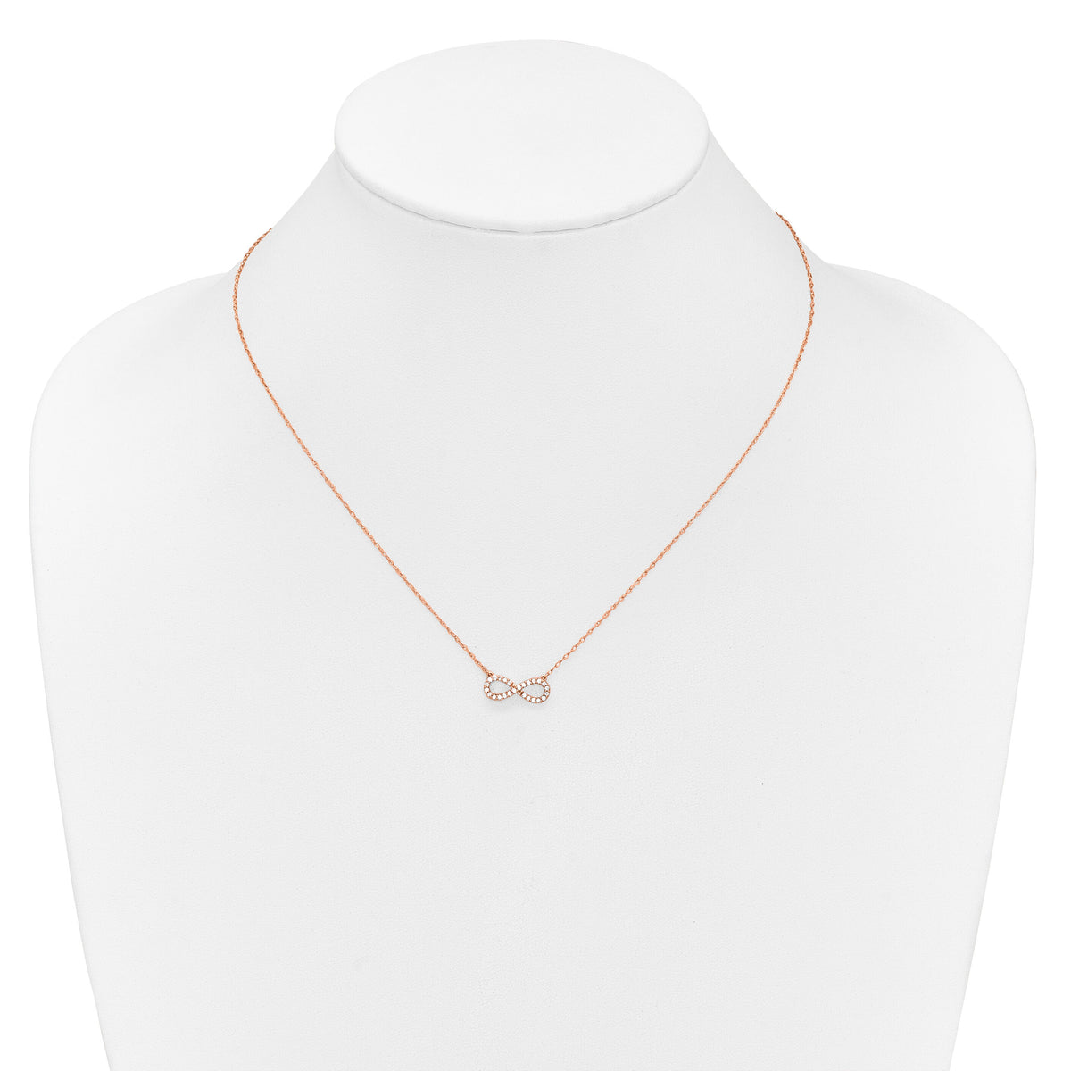 14k Rose Gold Polished Diamond Infinity Symbol 18 inch Necklace-PM4688-016-RA
