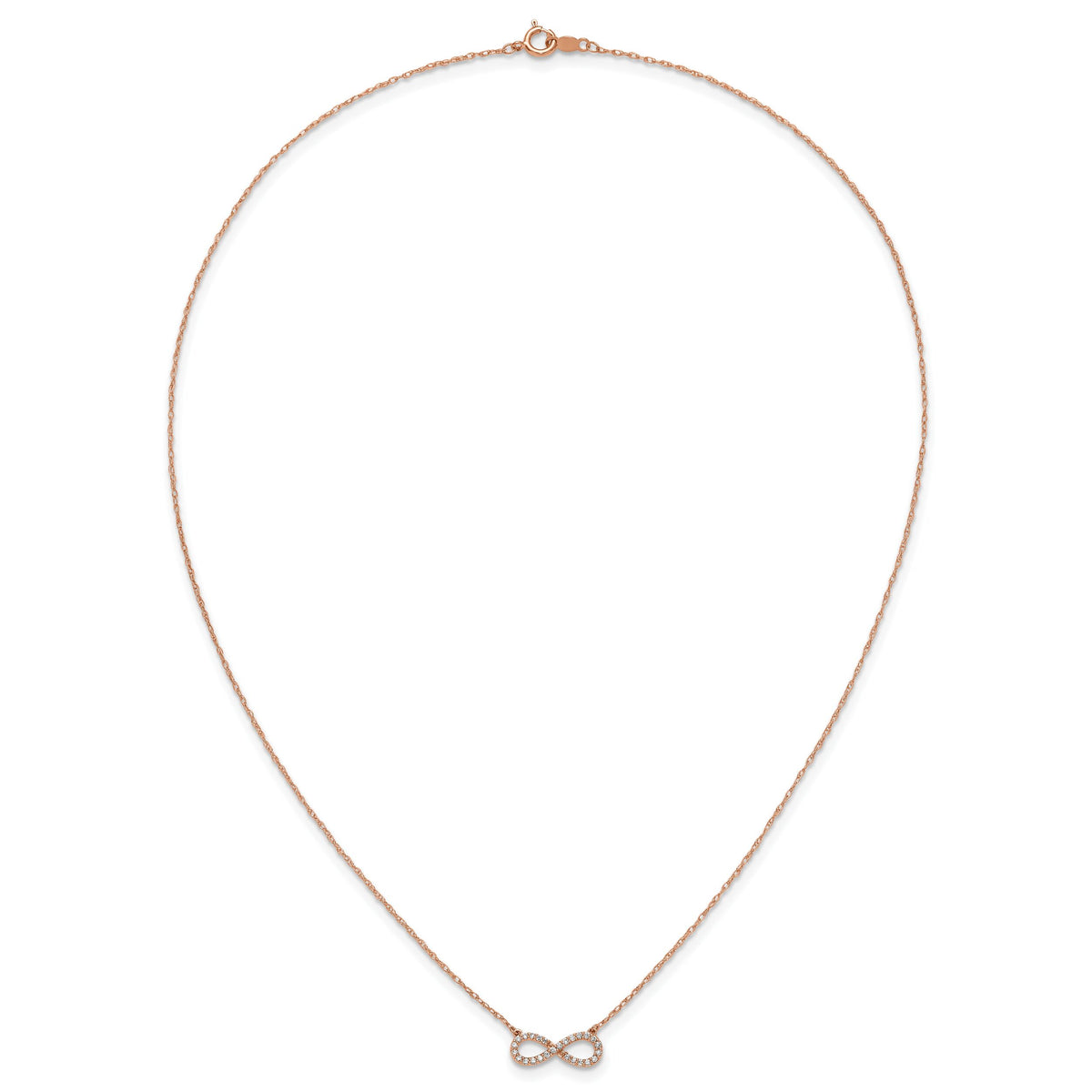 14k Rose Gold Polished Diamond Infinity Symbol 18 inch Necklace-PM4688-016-RA