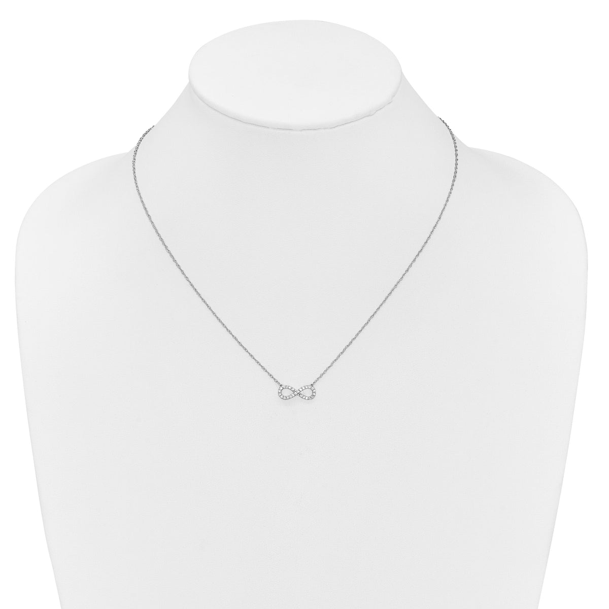 14k White Gold Polished Diamond Infinity Symbol 18 inch Necklace-PM4688-016-WA