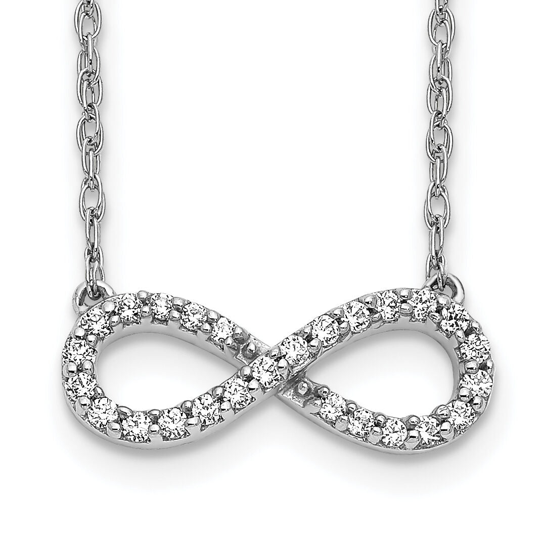 14k White Gold Polished Diamond Infinity Symbol 18 inch Necklace-PM4688-016-WA