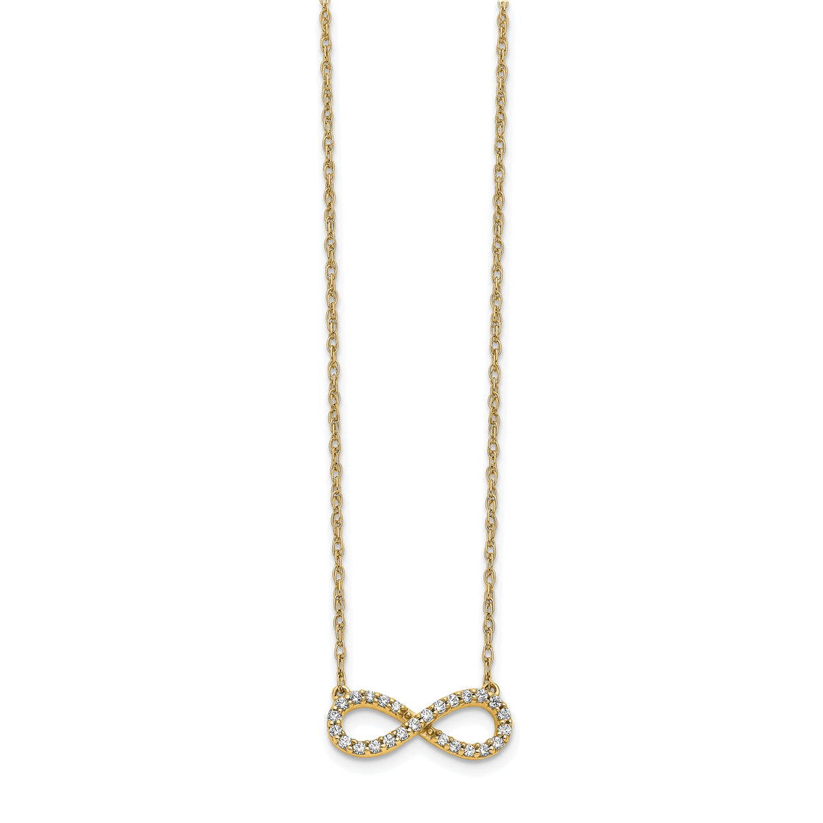 14K Yellow Gold Polished Diamond Infinity Symbol Necklace-PM4688-016-YA