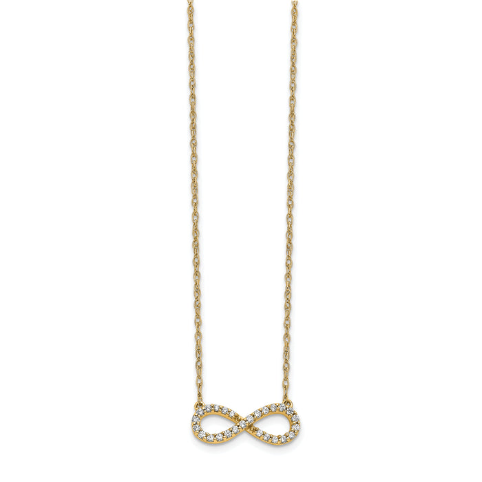 14K Yellow Gold Polished Diamond Infinity Symbol Necklace-PM4688-016-YA