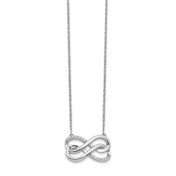 14k White Gold Diamond Double Infinity Symbol 18 inch Necklace-PM4689-010-WA