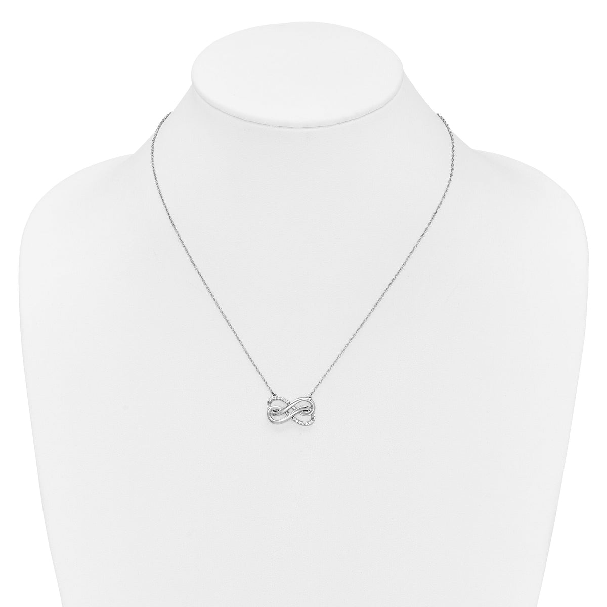 14k White Gold Diamond Double Infinity Symbol 18 inch Necklace-PM4689-010-WA