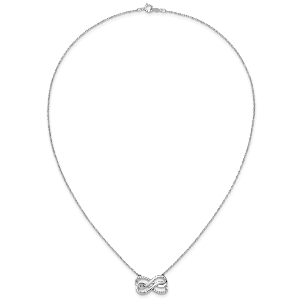 14k White Gold Diamond Double Infinity Symbol 18 inch Necklace-PM4689-010-WA