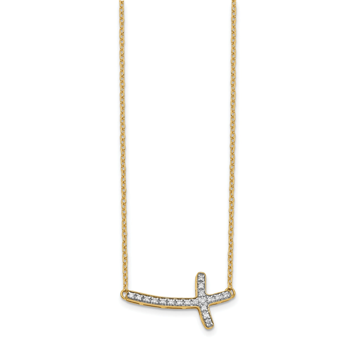 14k Diamond Sideways Cross 18in Necklace-PM4691-010-YA