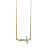 14k Diamond Sideways Cross 18in Necklace-PM4691-010-YA